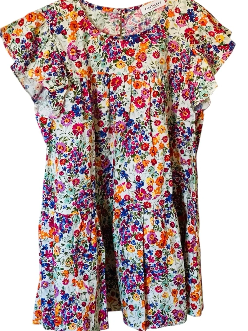 First Love by Lovelyn Womens Shirt Top Floral Pattern Short Sleeve Size Small - Picture 3 of 7